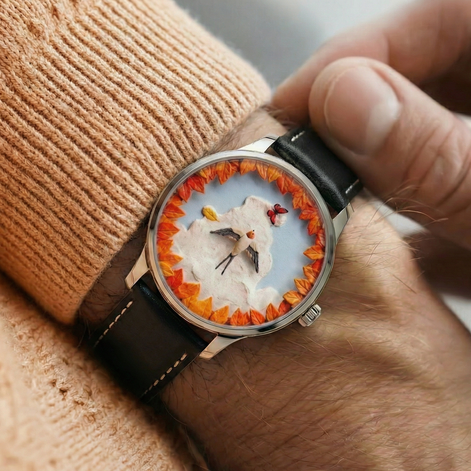 Watch with a unique design on the dial, worn on a wrist - NEAT Watches