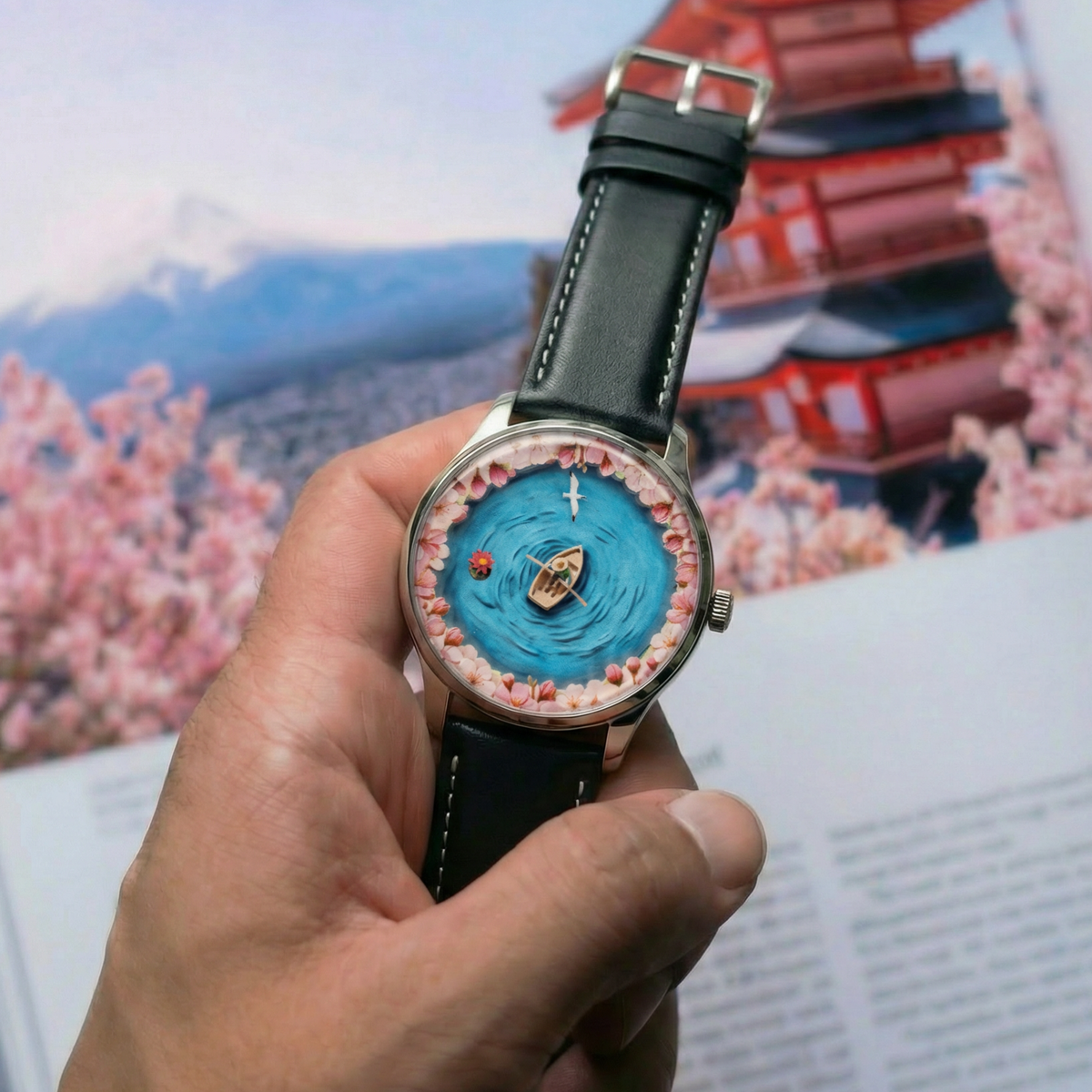 Boat watch with cherry blossoms. NEAT Watches